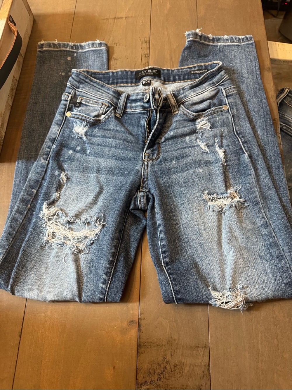 Judy Blue Size 0 24 Roman Holiday Distresses Boyfriend Jeans